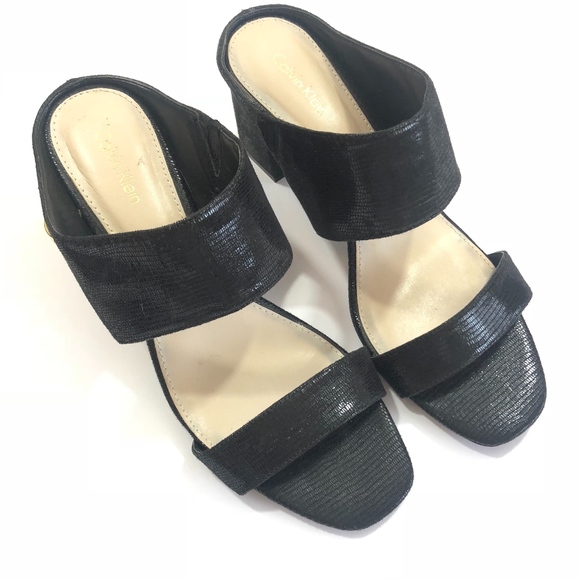 Calvin Klein Cirella Black Snakeskin Leather Mule - Picture 2 of 6